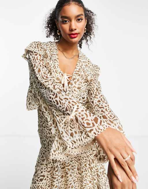 Plunge leopard shop print dress