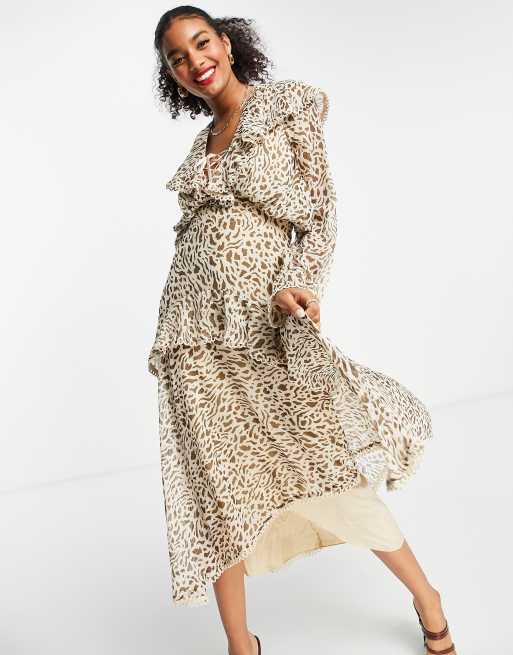 Asos leopard clearance print midi dress