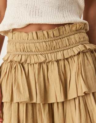 Asos Design Ruffle Rara Skort In Neutral