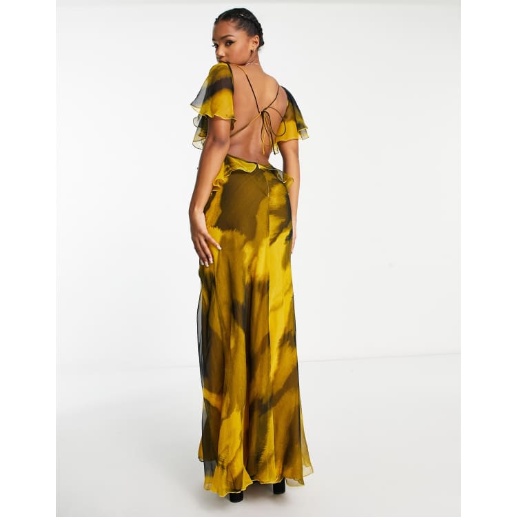 Asos design ruffle maxi dress with sales open back in all over sequin