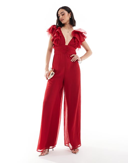 Women's Cross V-neck with dark buckle mid-sleeve solid color jumpsuit Women's Cross V-neck with dark buckle mid-sleeve solid color jumpsuit