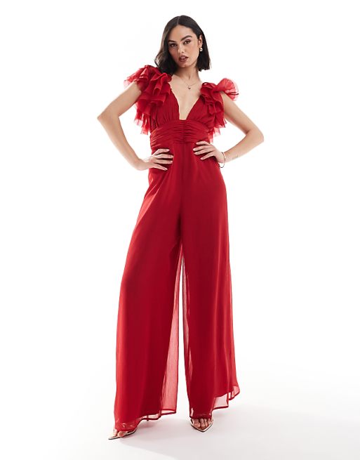 Women's Cross V-neck with dark buckle mid-sleeve solid color jumpsuit Women's Cross V-neck with dark buckle mid-sleeve solid color jumpsuit