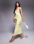 [ASOS DESIGN] ASOS DESIGN ruffle strappy maxi dress in French vanilla burnout-Yellow 12 Yellow