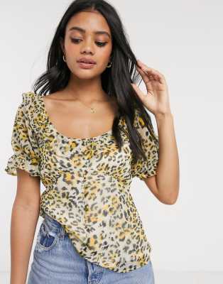 leopard print ruffle blouse