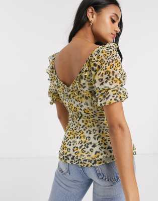 leopard print ruffle blouse