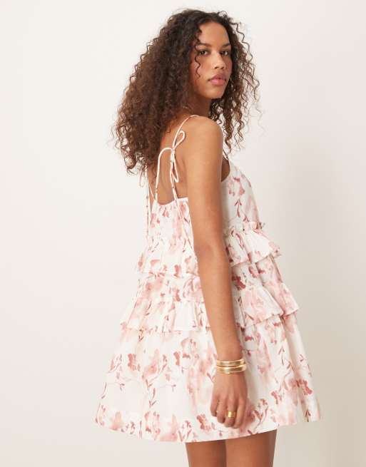 ASOS DESIGN ruffle tiered mini dress in floral print