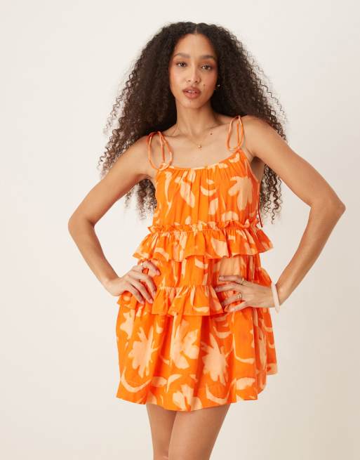 ASOS DESIGN ruffle tiered mini sundress in print, 4 of 4