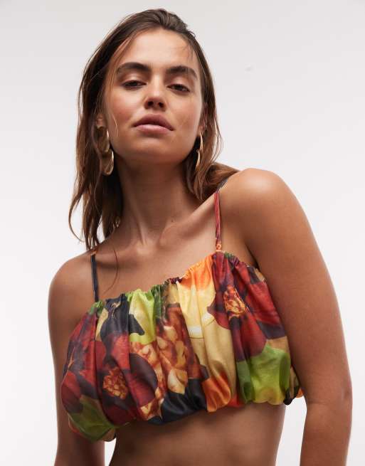 ASOS DESIGN ruffle top co-ord in tropical print, 2 of 8