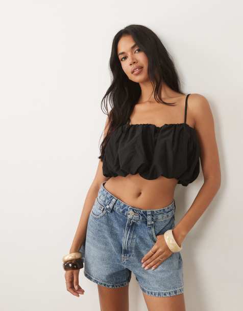 ASOS DESIGN ruffle top in black - view 1