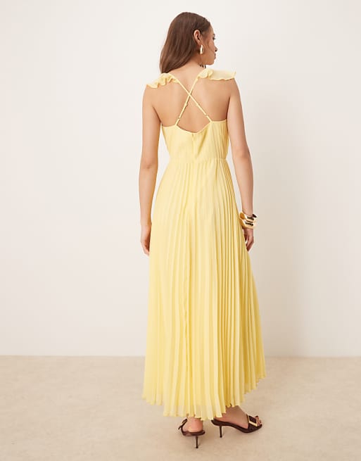 yellow pleated dress Strapless Hidden back zipper/clasp Good Days Yellow Strapless Mini