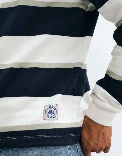 ASOS DESIGN - Rugby - Gestreept sweatshirt in marineblauw, 3 van 7