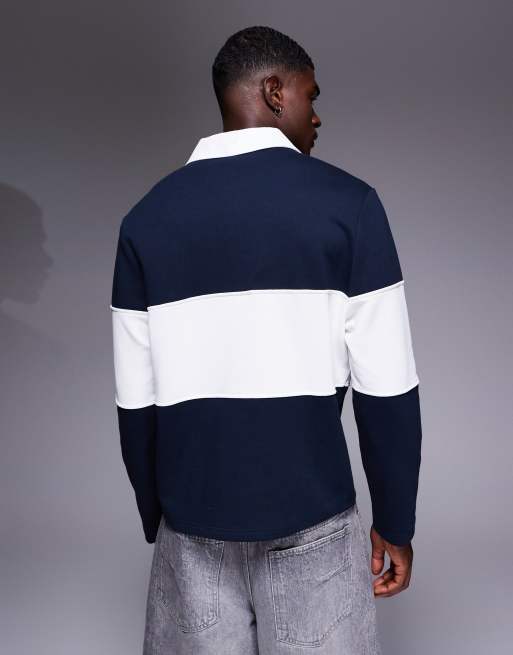 ASOS DESIGN – Rugby-Hemd in Marineblau mit Stickerei auf der Brust, 3 von 5