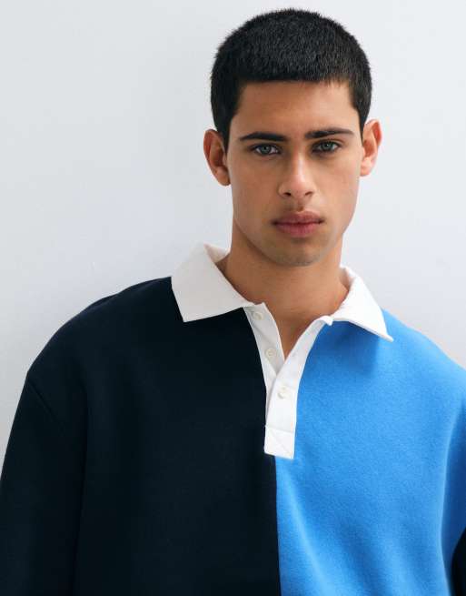 ASOS DESIGN rugby poloshirt met backprint in blauw, 4 van 5
