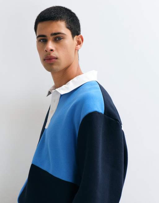ASOS DESIGN rugby poloshirt met backprint in blauw, 5 van 5