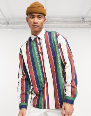 ASOS DESIGN rugby shirt in vintage 90s retro stripe-Red