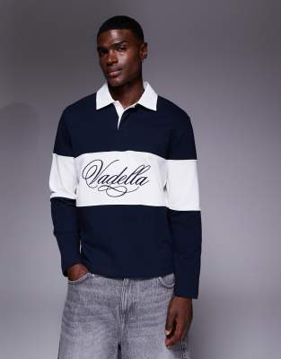 ASOS DESIGN ASOS DESIGN rugby shirt with chest embroidery in navy