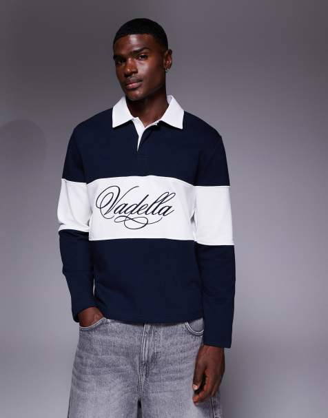 ASOS DESIGN rugby shirt with chest embroidery in navy - view 1