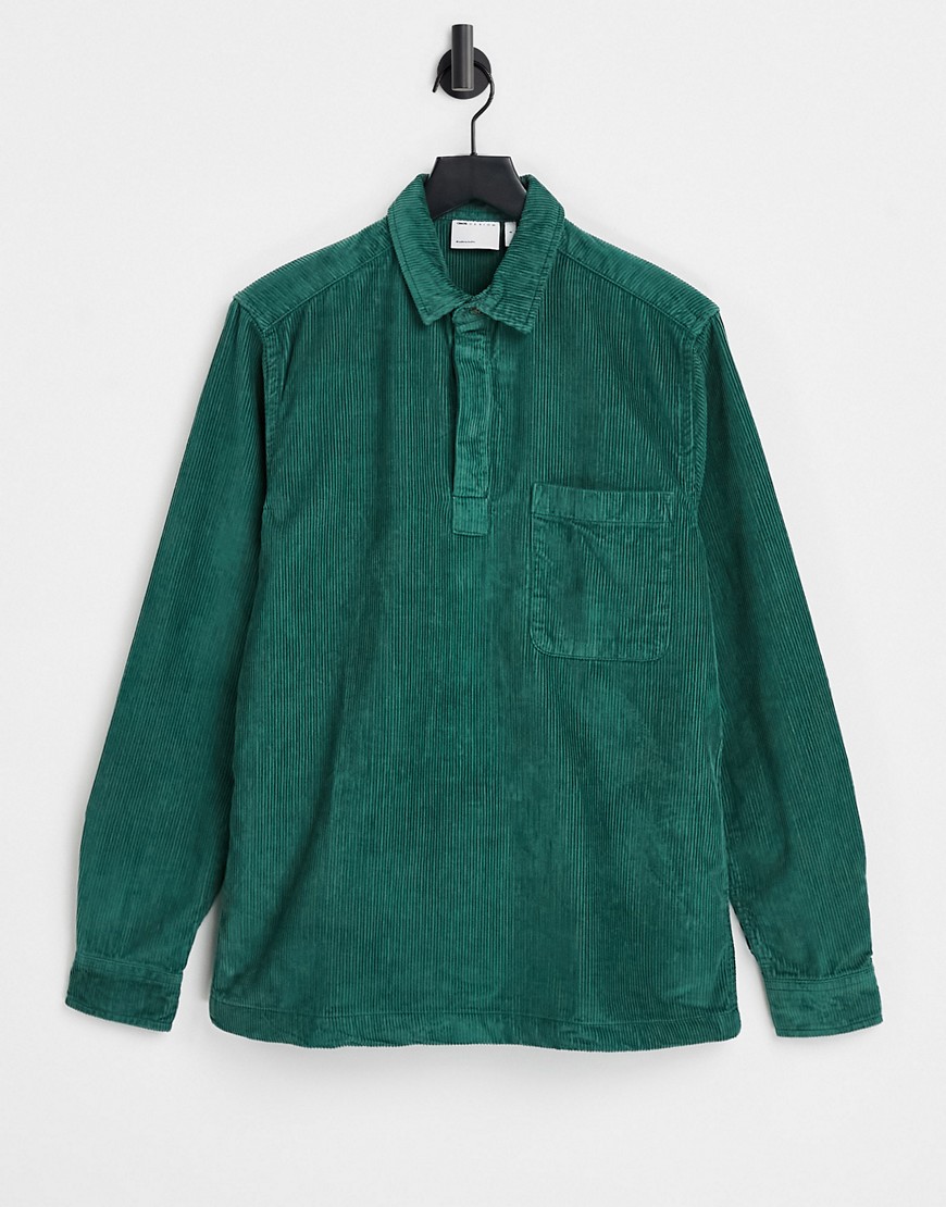 ASOS DESIGN rugby style overhead cord shirt in green