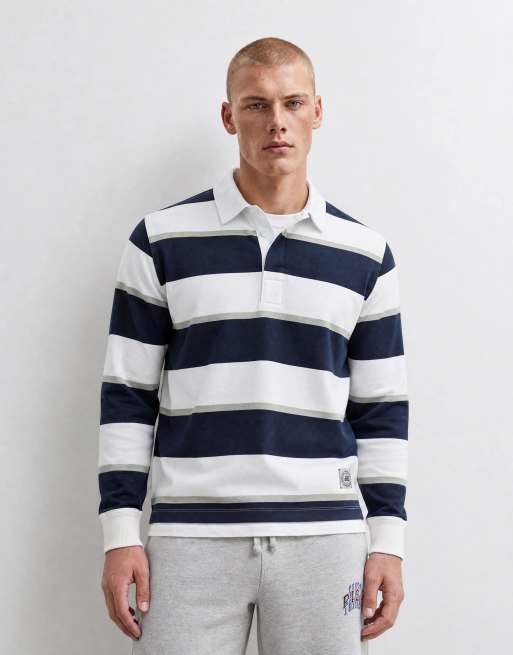 ASOS DESIGN - Rugby-sweatshirt med marineblå striber, 8 af 10