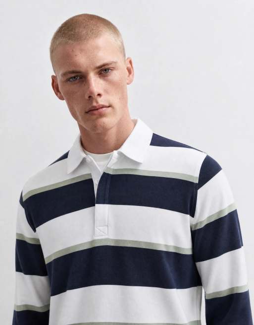 ASOS DESIGN - Rugby-sweatshirt med marineblå striber, 9 af 10