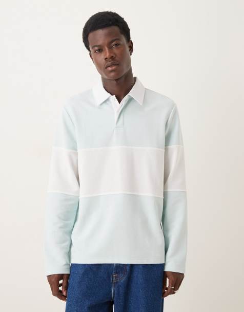 ASOS DESIGN - Rugbyshirt met contrasterend paneel in blauw - view 1