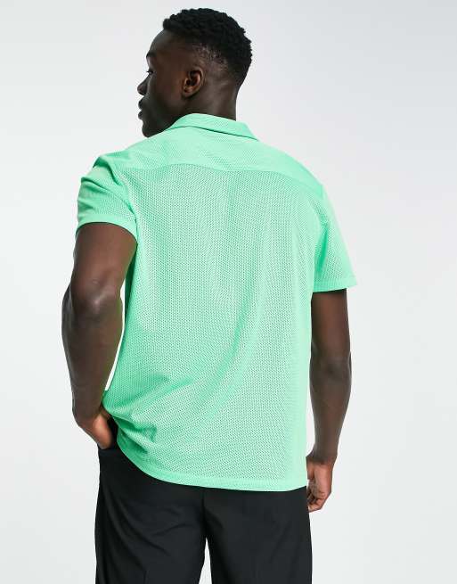 ASOS DESIGN - Ruimvallend airtex overhemd in neongroen, 2 van 4