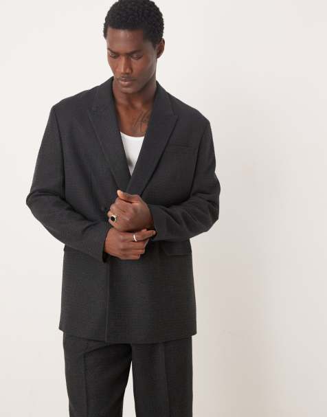 ASOS DESIGN - Ruimvallend colbert met lange pasvorm van getextureerde stof in zwart - view 1