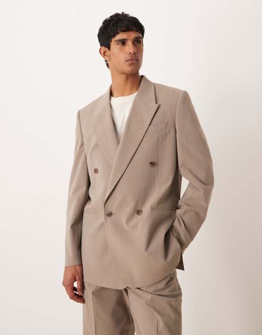 ASOS DESIGN - Ruimvallend pak met krijtstreep in neutraal, 3 van 3