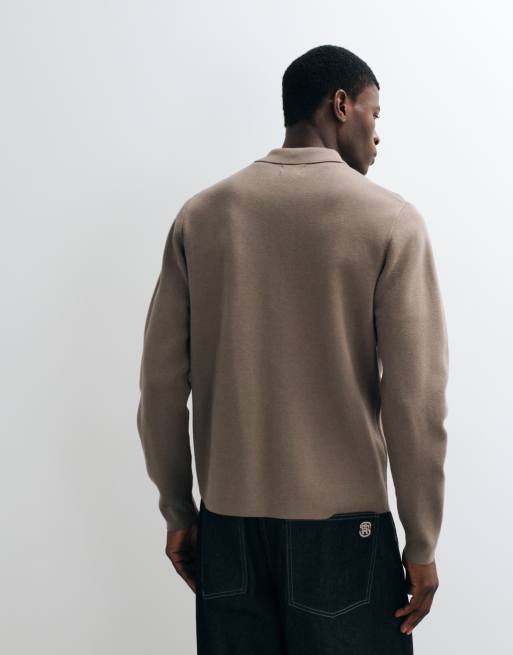 ASOS DESIGN ruimvallend compact gebreid overshirt in taupe, 2 van 5