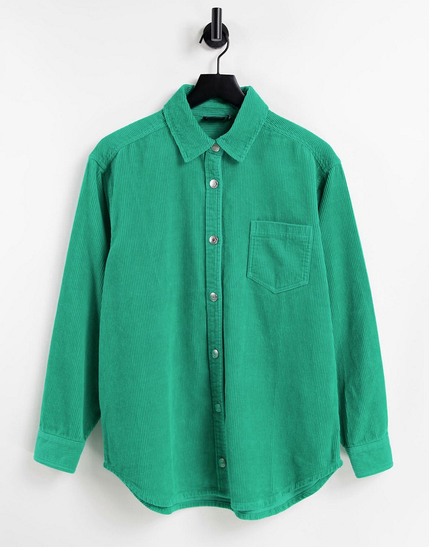 ASOS DESIGN - Ruimvallend corduroy overhemd in grasgroen
