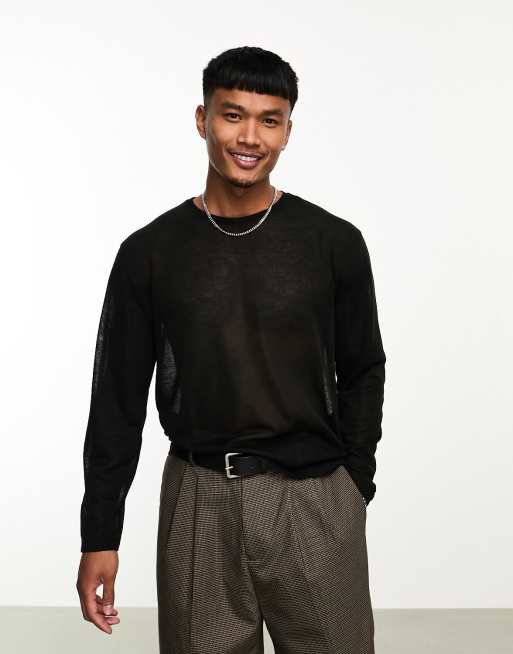 ASOS DESIGN - Ruimvallend cropped T-shirts met lange mouwen in zwart