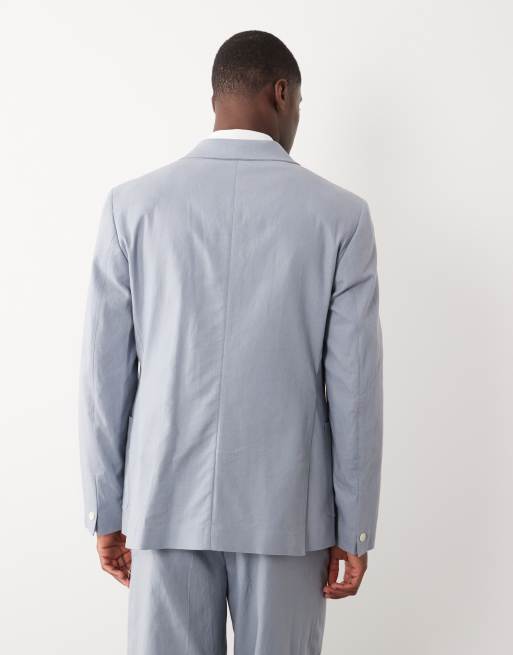 ASOS DESIGN - Ruimvallend double breasted colbert van linnenmix in blauw, 5 van 5