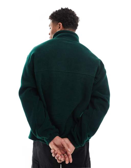 ASOS DESIGN - Ruimvallend fleece sweatshirt met korte rits in donkergroen, 2 van 4