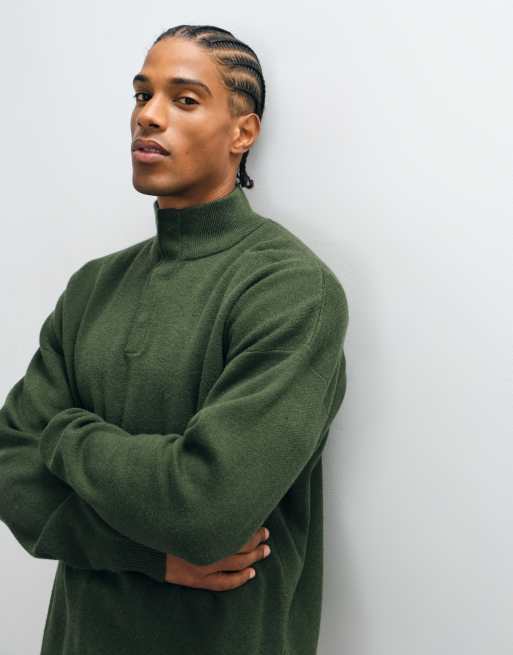 ASOS DESIGN - Ruimvallend gebreid met opstaande boord in groen, 5 van 5