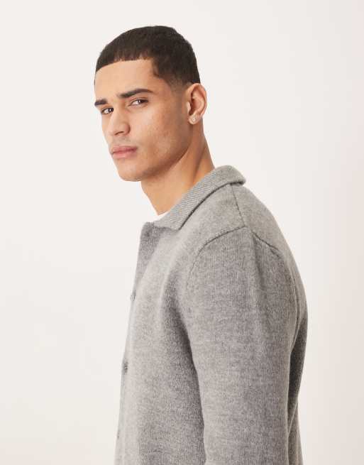 ASOS DESIGN - Ruimvallend gebreid polovest met knoopsluiting en polokraag in grijs, 4 van 5