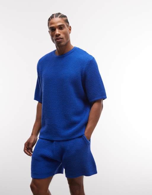ASOS DESIGN - Gebreide co-ord set met textuur in blauw, 2 van 3