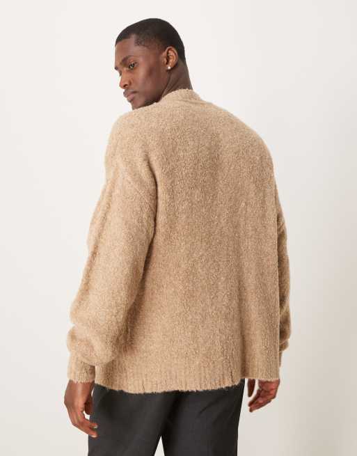 ASOS DESIGN - Ruimvallend gebreid vest met ronde hals in beige, 3 van 4