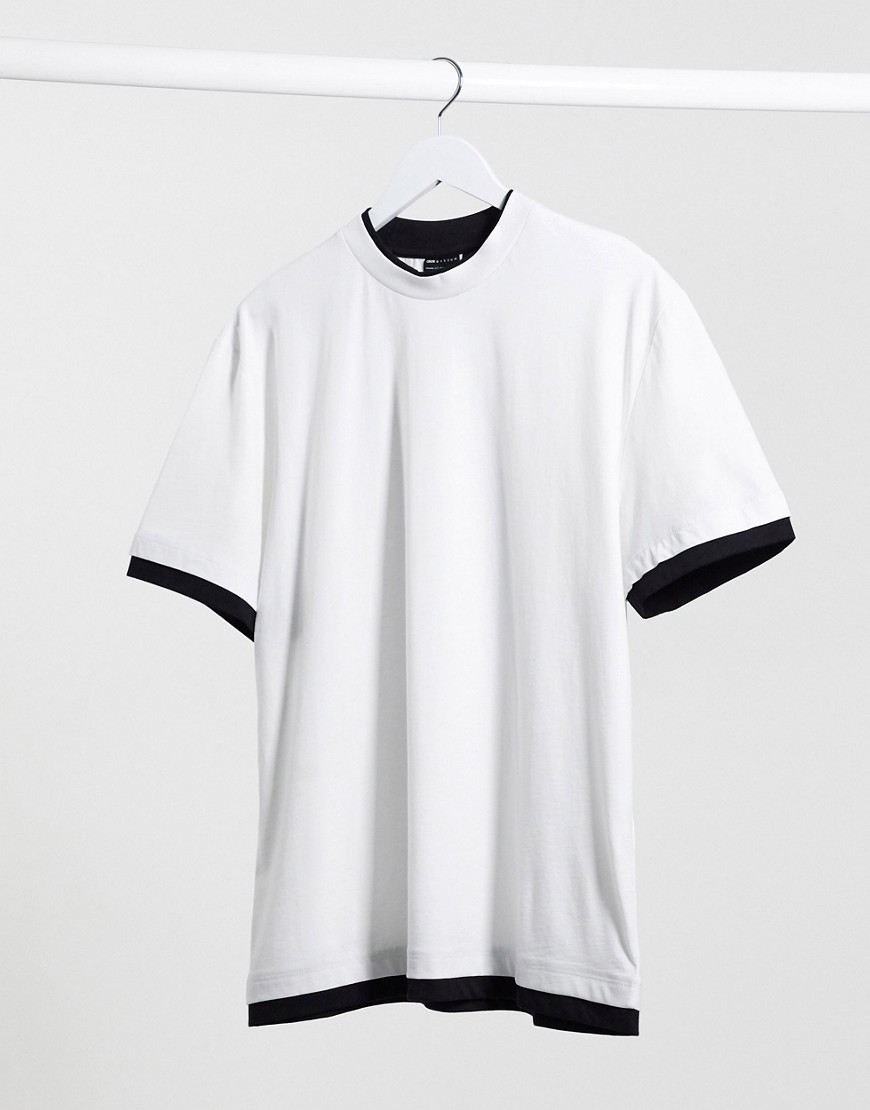 ASOS DESIGN - Ruimvallend gelaagd T-shirt in wit-Multi