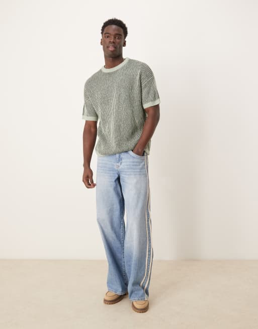 ASOS DESIGN - Ruimvallend geribbeld gebreid T-shirt in groen, deel van co-ord set, 2 van 4