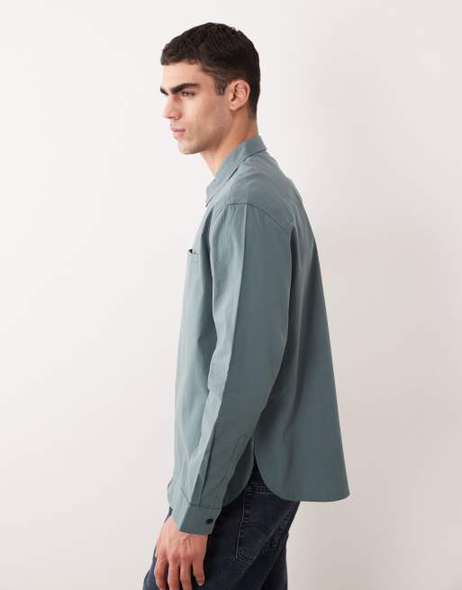ASOS DESIGN - Ruimvallend geribbeld overhemd met rits in blauw, 3 van 5