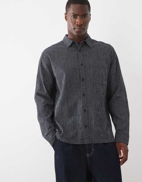 ASOS DESIGN - Ruimvallend geruit overhemd in marineblauw - view 1