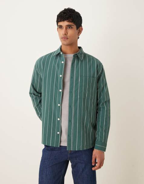 ASOS DESIGN - Ruimvallend gestreept overhemd in groen - view 1