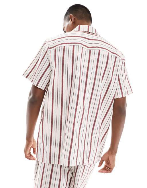 ASOS DESIGN - Ruimvallend gestreept overhemd in rood, deel van co-ord set, 2 van 4