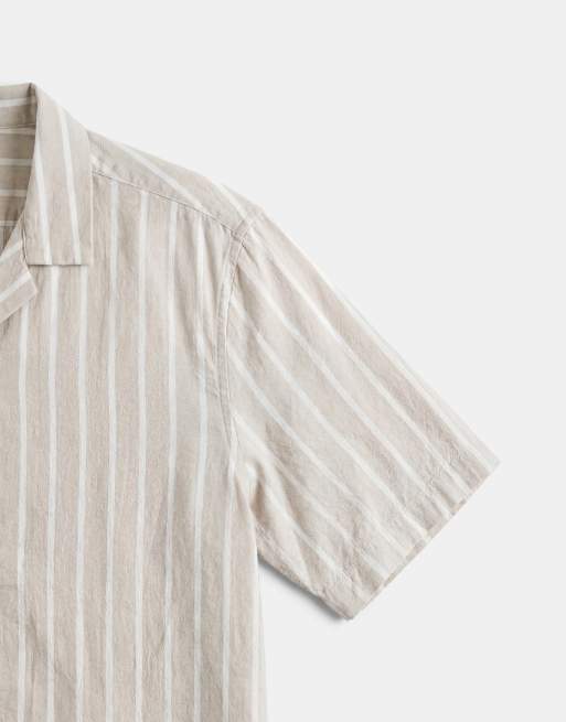 ASOS DESIGN - Ruimvallend gestreept overhemd met linnenlook in groen, deel van co-ord set, 8 van 9