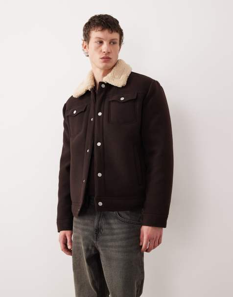 ASOS DESIGN - Ruimvallend Harrington jack met wollook en teddy voering in bruin - view 1