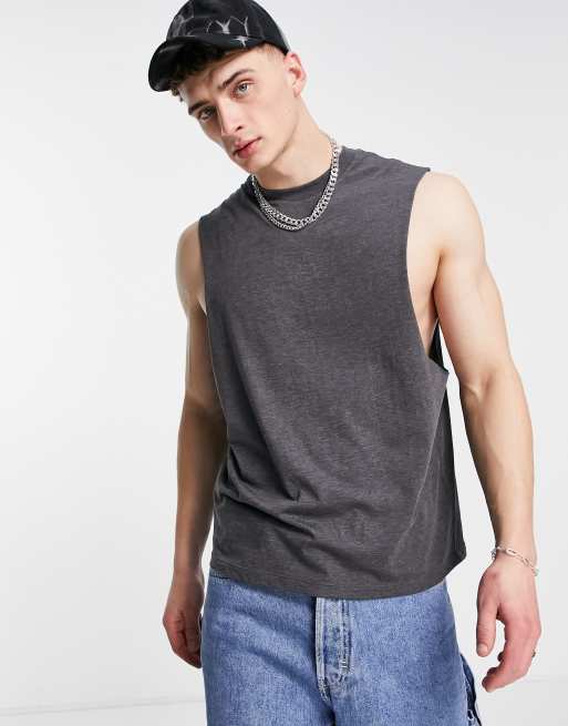 ASOS DESIGN - Ruimvallend hemd in gemêleerd antraciet
