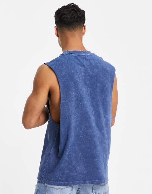 ASOS DESIGN - Ruimvallend hemd van zware stof met acid wash in blauw, 2 van 4