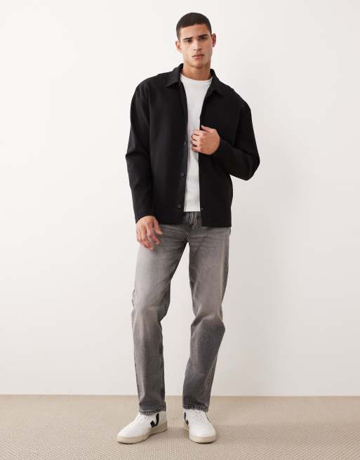 ASOS DESIGN - Ruimvallend jersey jack met knopen in zwart, 2 van 5