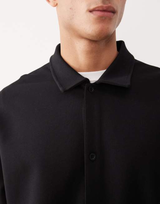 ASOS DESIGN - Ruimvallend jersey jack met knopen in zwart, 5 van 5