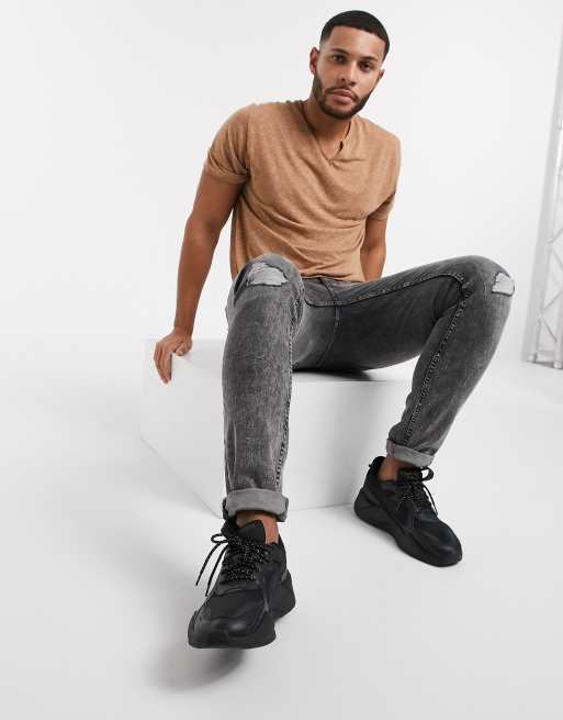 ASOS DESIGN - Ruimvallend kaftan T-shirt van linnenmix in lichtbruin, 4 van 4